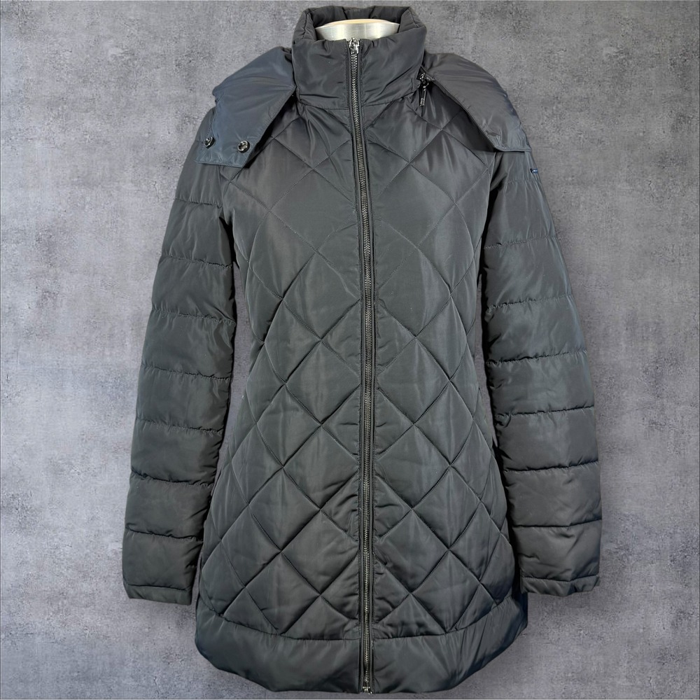 Armani Jeans Down Puffer Coat Jacket Full Zip Collared Navy blue Women's sz 2